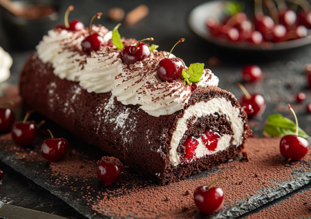 Если десерт, то «Черный лес» — этот рулет уже стал моей классикой: идеальный микс шоколада и сливок