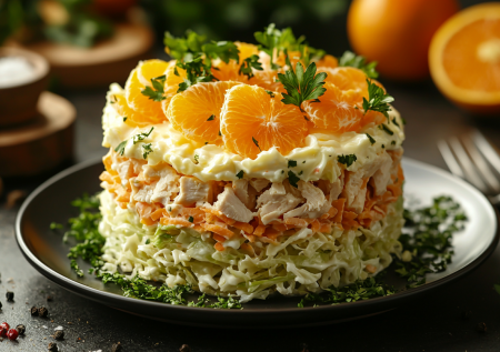 Салат «Императорский» с курицей и апельсином: переплюнет все блюда на столе — сочетание на миллион