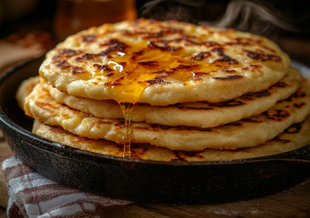 Кефирные лепешки на сковороде — рецепт проще некуда: вкуснятина с маслом и вареньем или под мясную начинку