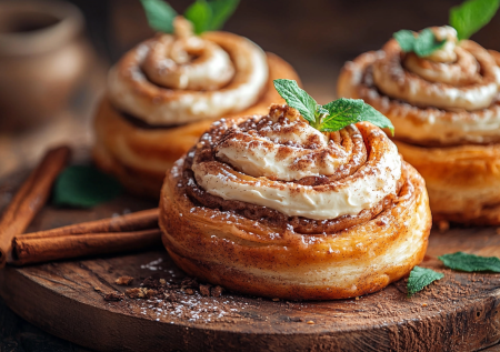 Нежная выпечка с корицей и сливочной глазурью: приготовил знаменитые синнабоны с заливкой дома