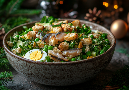 Салат «Новогодний сюрприз»: хрустящая закуска со шпротами — бюджетный, вкусный и простой