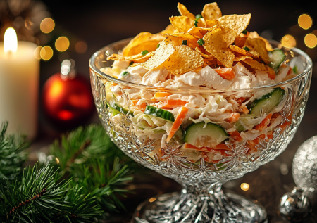 Салат «Новогодний Хруст»: времени нет, а гости на пороге? Этот быстрый салат готовится из самых простых продуктов