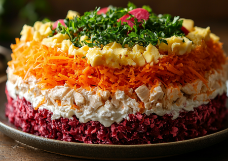 Салат «Генеральский»: по-богатому праздничный, несмотря на простые ингредиенты