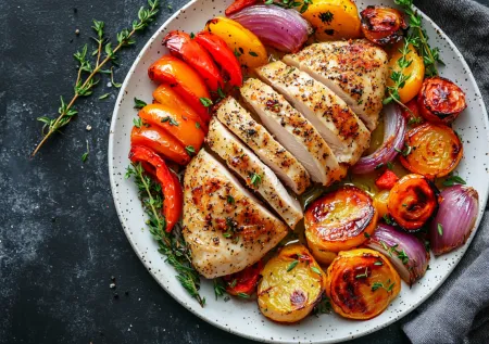 Запеченное куриное филе с овощами на ужин — простой секрет стройности