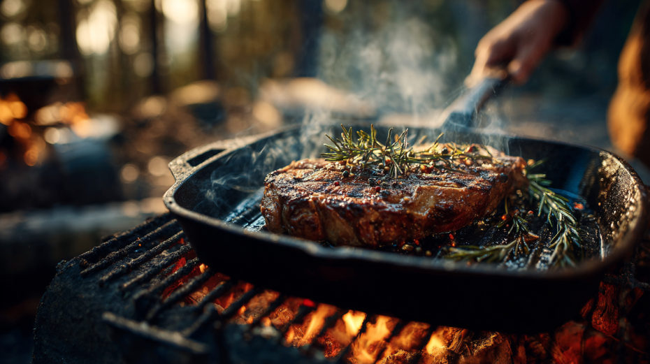 Что приготовить на сковороде-гриль на костре?