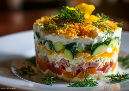 Салат «Русская красавица» — простой и очень красивый конкурент оливье!