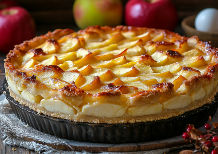 Яблочный пирог со сметанной заливкой — готовлю вместо шарлотки: не пирог, а сказка в сметанном облаке