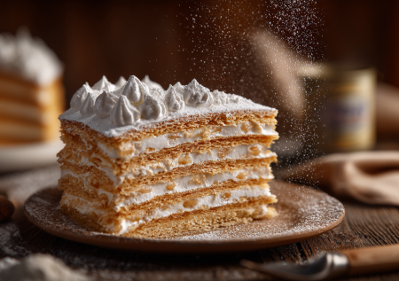 Нежнейший торт «Молочная девочка» с тонкими коржами. Беру банку сгущенки и горстку муки — рецепт без премудростей, все очень просто