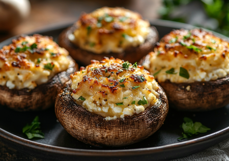 Запеченные шампиньоны с укропом и творогом: готовим полезную закуску к праздничному столу