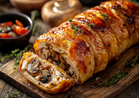 Беру горсть фарша и немного грибов — готовлю сочный рулет в нереально хрустящей корочке