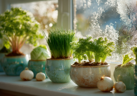 Свежая зелень зимой без хлопот: учимся выгонке на подоконнике за 3 недели