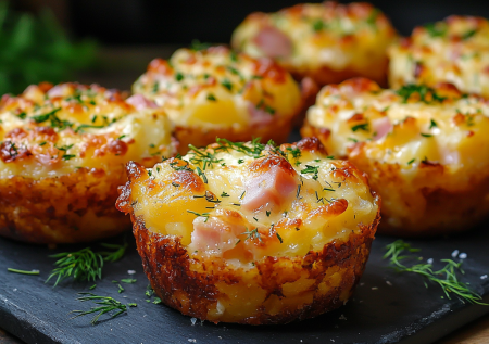 Обалденный завтрак за 12 минут. Хрустящие сырные чашечки с картофелем и ветчиной — быстро, вкусно и необычно