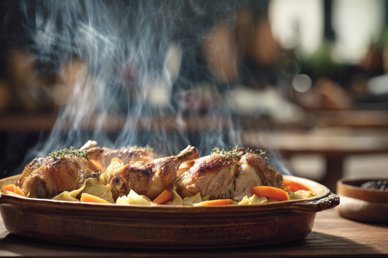 Сочный кролик в пиве и с овощами: ароматное мясо тушится в духовке само