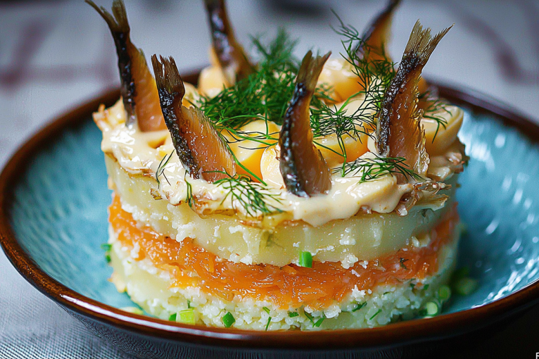 «Рыбки в пруду»: эффектный и простой салат со шпротами!