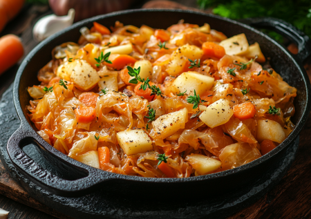 Едим в ноябре: как приготовить тушеную капусту с яблоками и морковью