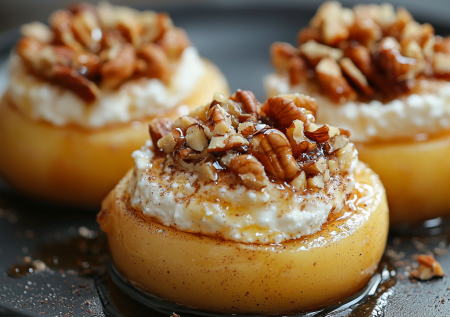 Яблочные кольца с творожным сыром и орехами — вкусное угощение к чаю. Нежнее и проще шарлотки