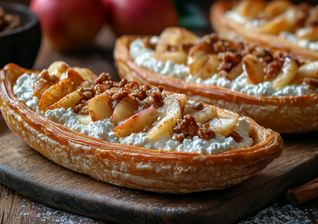 Беру пачку творога и горстку муки — пеку слоеные лодочки с творогом и яблоками. Просто, вкусно и необычно