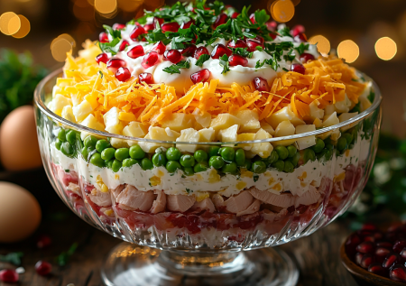 Салат «Новогодний серпантин» — с ума сойти какой вкусный: готовим праздничный стол без мороки, нервов и кучи времени