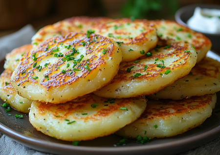 Беру картошку и горстку муки — пеку хрустящие плацки земнячане: польские картофельные кружочки с нежной серединкой