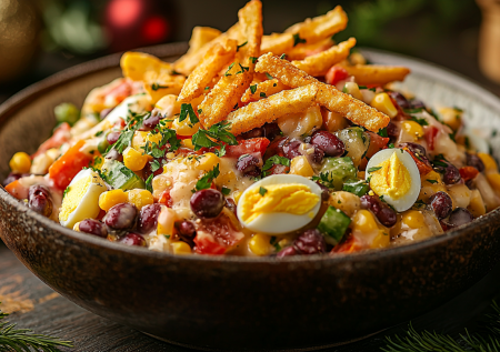 Салат «Новогодний хруст» с картошкой фри: самый простой и вкусный — точно займет место рядом с оливье и шубой