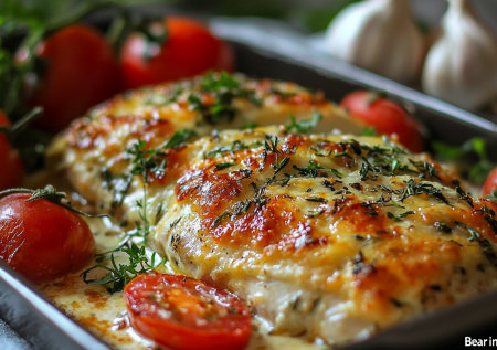 Курицу больше не жарю. Готовлю «Медведицу в шубе» — нужны грудка, сыр и чеснок. Получается очень нежно и вкусно