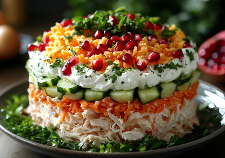 Ваш стол засияет яркими огнями! Салат «Искры на снегу» готовится 15 минут, обалденно вкусный и необычный