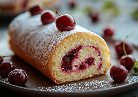 Низкокалорийный творожный рулет с вишней без муки: для ПП и тех, кто на диете