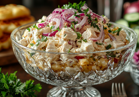 Салат «Министерский»: простое сочетание курицы и жареного лука, которое сводило с ума советскую элиту