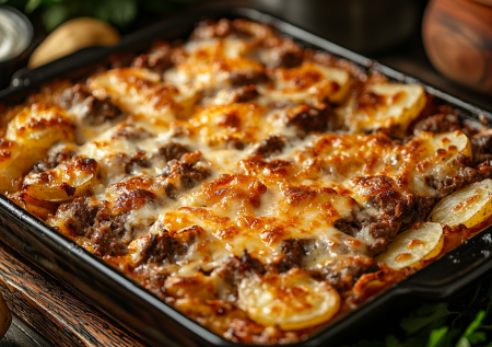 Целый противень горячего из простых продуктов: картошка с мясом по-генеральски на Новый год