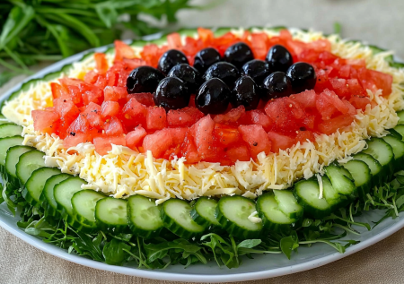 Салат «Арбузный ломтик» — яркий акцент на новогоднем столе: обалденно вкусный и простой