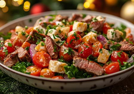 Салат «Новогодний» с мясом: обалденно вкусный и не избитый. Готовим праздничный стол без мороки