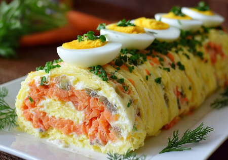 Потратьте 15 минут на этого красавца. Он того стоит! Идеальный вариант на праздничный стол: 4 ингредиента и яйца