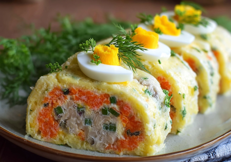 Салаты больше не нарезаю, готовлю закусочный рулет. Под вино и шампанское — идеальный вариант на праздничный стол