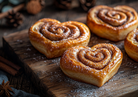 Готовлю булочки-сердечки с корицей — нежные и воздушные, они станут идеальным завтраком или романтичным десертом