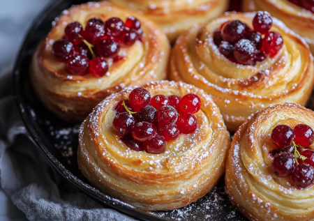 Вкусная выпечка из пачки замороженных ягод! «Смородиновые завитки» — нежные воздушные булочки к чаю