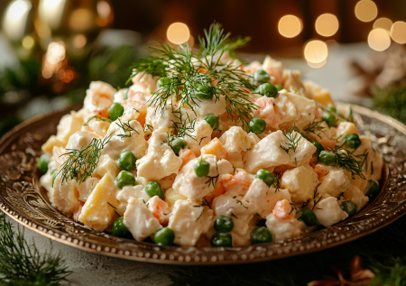 Салат «Цыпочка» с зеленым горошком: достойная альтернатива оливье на новогодний стол