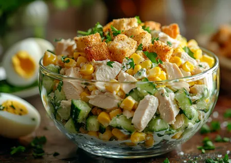 Королевский салат с сухариками! 10 минут, шикарный вид и божественный вкус