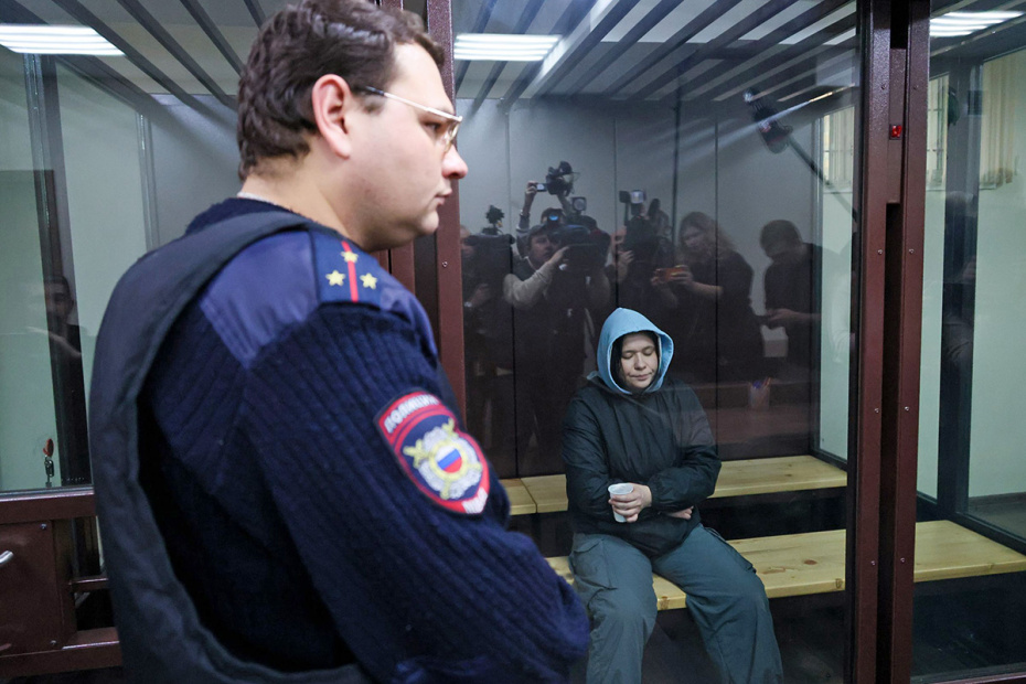 Елена Цуканова на заседании об избрании меры пресечения в зале Балашихинского городского суда