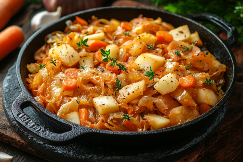 Как приготовить тушеную капусту с яблоками и морковью