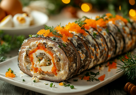 Вкуснее тарталеток и канапе: рулет из селедки, он сводит с ума — бюджетная закуска на Новый год