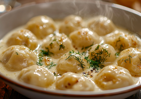 Когда совсем нет времени, готовлю вкуснятину из обычных пельменей: нужны сливки, сыр и лук — просто и очень вкусно