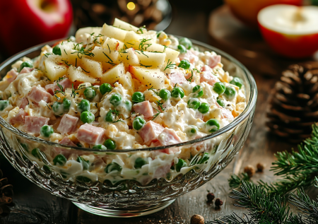 Тот самый салат из фильма «Служебный роман»: оливье с добавлением яблочка