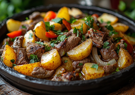 Рецепт-находка для тех, у кого мало времени. Казан-кебаб по узбекски: закинула все в сковороду и отдыхай