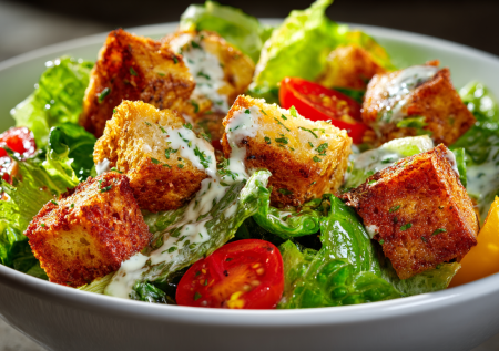 Салат цезарь с тофу: элементарный рецепт для веганов и в пост