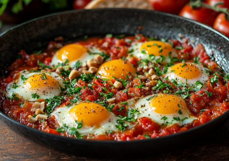 Беру помидоры и яйца. Готовлю самый простой и вкусный завтрак чирбули. Эту вкуснятину ела в ресторанчике в Грузии