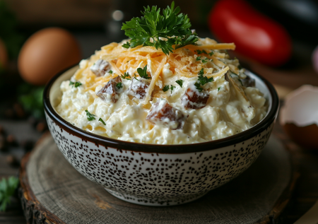 Салат «Белая вуаль» — царица новогоднего стола. Нежные слои вместо консервов, на вкус — небо и земля