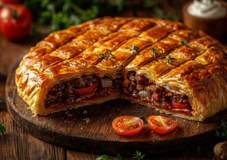 Быстрый пирог «Чизбургер» из слоеного теста: любимый вкус фастфуда в каждом кусочке — готовить совсем просто