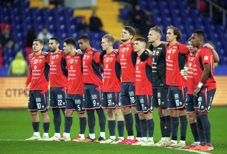 Игроки ЦСКА перед началом матча РПЛ в Москве