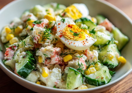 Легкий вариант крабового салата: хрустит и освежает