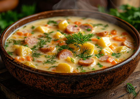 Сырный суп с сосисками по-советски: простой рецепт, который всегда пригодится